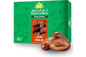 Date Crown Khalas Dates 1000g – Premium UAE Dates | 100% Natural, Gluten Free, No Added Sugar, Additive-Free, Non-GMO, Vegan 