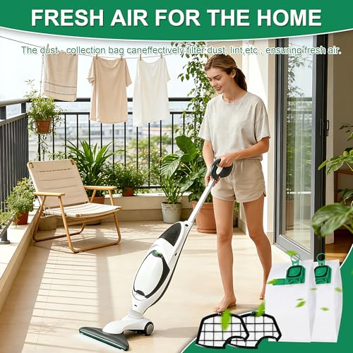 12 Vacuum Cleaner Bags for Vorwerk Kobold VK140 VK150 FP140 FP150 + 4 Filters + 1 Brushes, Compatible Accessories, High Efficiency Microfibre Filter Bags