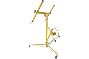 cerbordy 16 FT Drywall Lift Panel Rolling Hoist Jack Lifter Sheetrock, Drywall Lifting Construction Tools Caster Wheel with Adjustable Telescopic Arm, 16', Yellow
