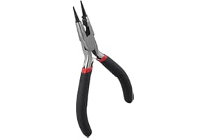 Bent Flat-Nose Jewelry Pliers with Side Round-End Cut, 4-Inch Mini Needle-Nose Wire Cutters for Handmade DIY Craft, Ergonomic