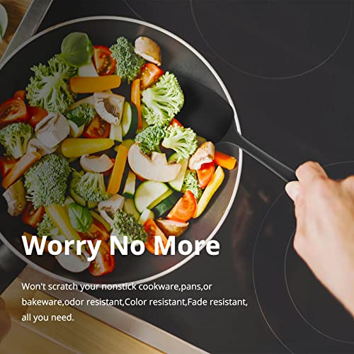 J & M Silicone Spatulas Nonstick Cookware,4 Pack No BPA Safe Spatula Set,Heat Resistant Up 230℃ Kitchen Pancake, Eggs,Fish,Omelet Utensils Set,Multifunctional Spatula Shovel Scraper, Black (M-02)