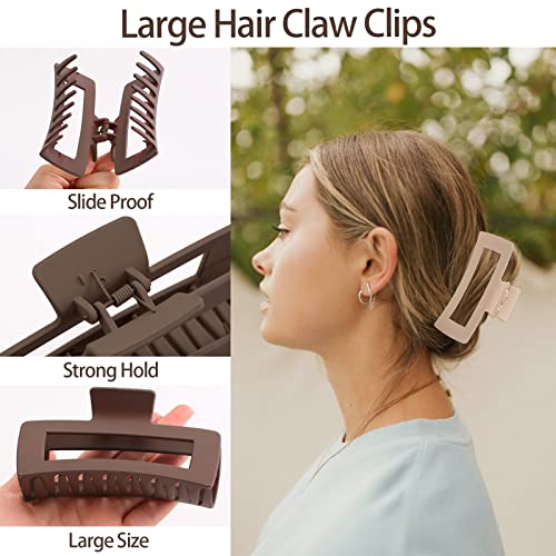 5 Inch Extra Large Hair Clips, Big Hair Clips for Thick Long Curly Hair, Strong Hold Jaw Clip Oversized Non-slip Square Hair Clips for Women & Girls, Durable Matte XL Jumbo Claw Clips, Hair Accessories with Multi Color, 6 Pack