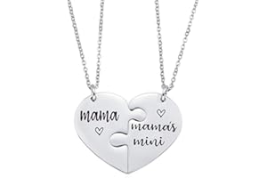 Nanafast Mother Daughter Necklaces Stainless Steel Matching Heart Necklace Set Mother’s Day Christmas Valentines Gifts for Dad Mom and Daughter