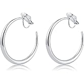 LAXPICOL Chunky Gold/Silver/Rose-gold Hoop Earrings Clip On Earrings For Women No-piercing