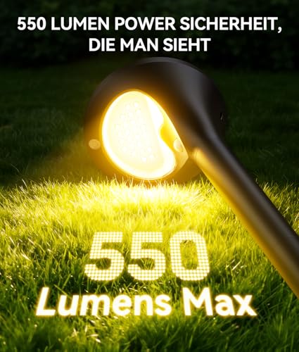 TuyLuxe Solar Lights for Outdoor Garden with Motion Sensor 6 Pack, 550LM Modern 3 Modes Solar Lights for Outdoor Use with Bright 26 LEDs Warm White IP65 Waterproof Solar Lights Garden for Lawn Patio