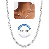 Jewlpire 3mm Flat Link Chain 18K Gold Plated/Black/Silver Chain Necklace for Women, Non-Fading Women's Chains Necklace 16 18 20 22 24 26 Inch