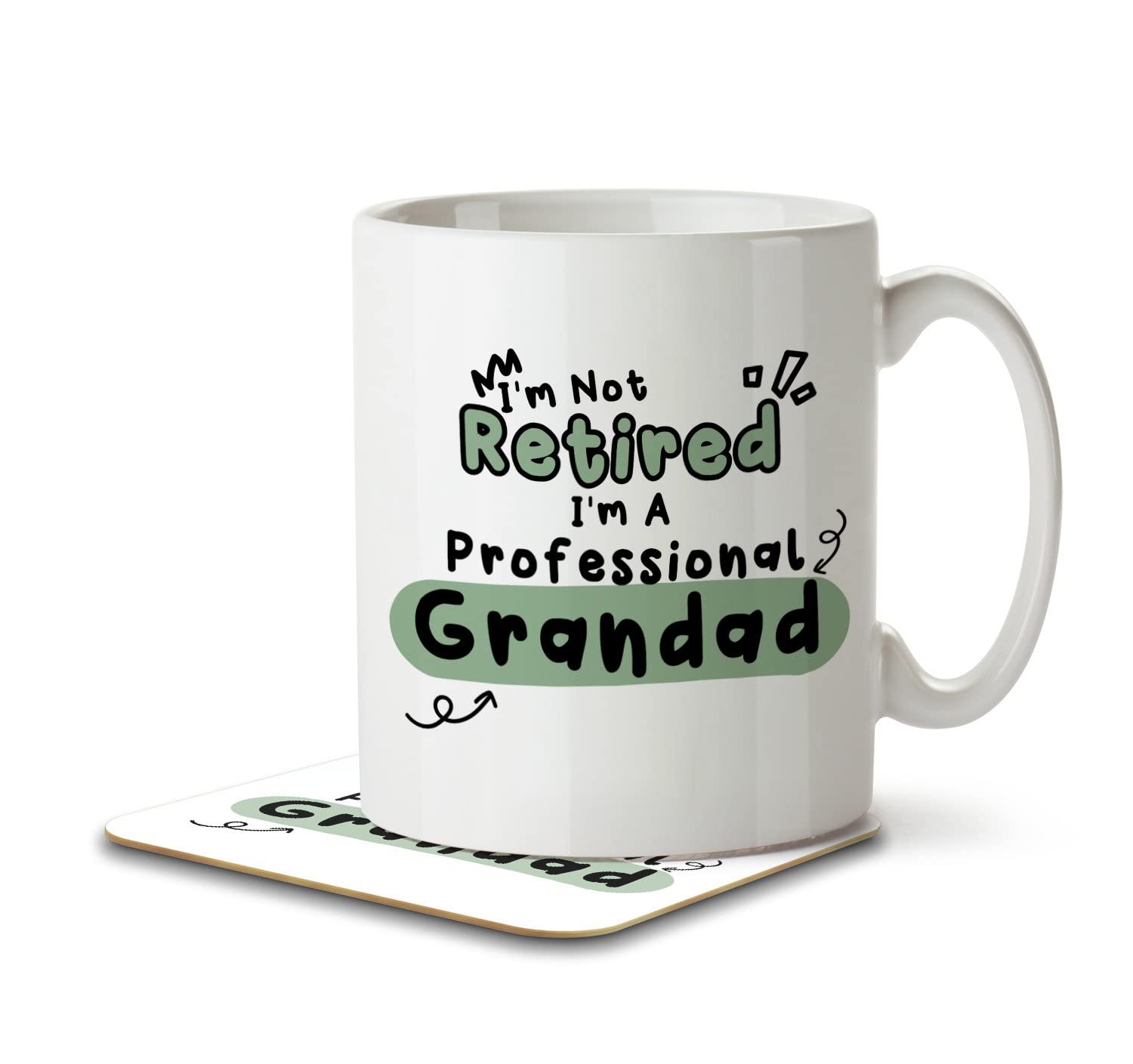 The Inky Penguin - I'm Not Retired, I'm A Professional Grandad - Retirement Mug and Coaster, Ceramic, 11fl. oz.