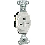 Legrand - Pass & Seymour 5651W Pass and Seymour White Industrial Single Outlet Receptacle Nema 6-15R 15A 250V