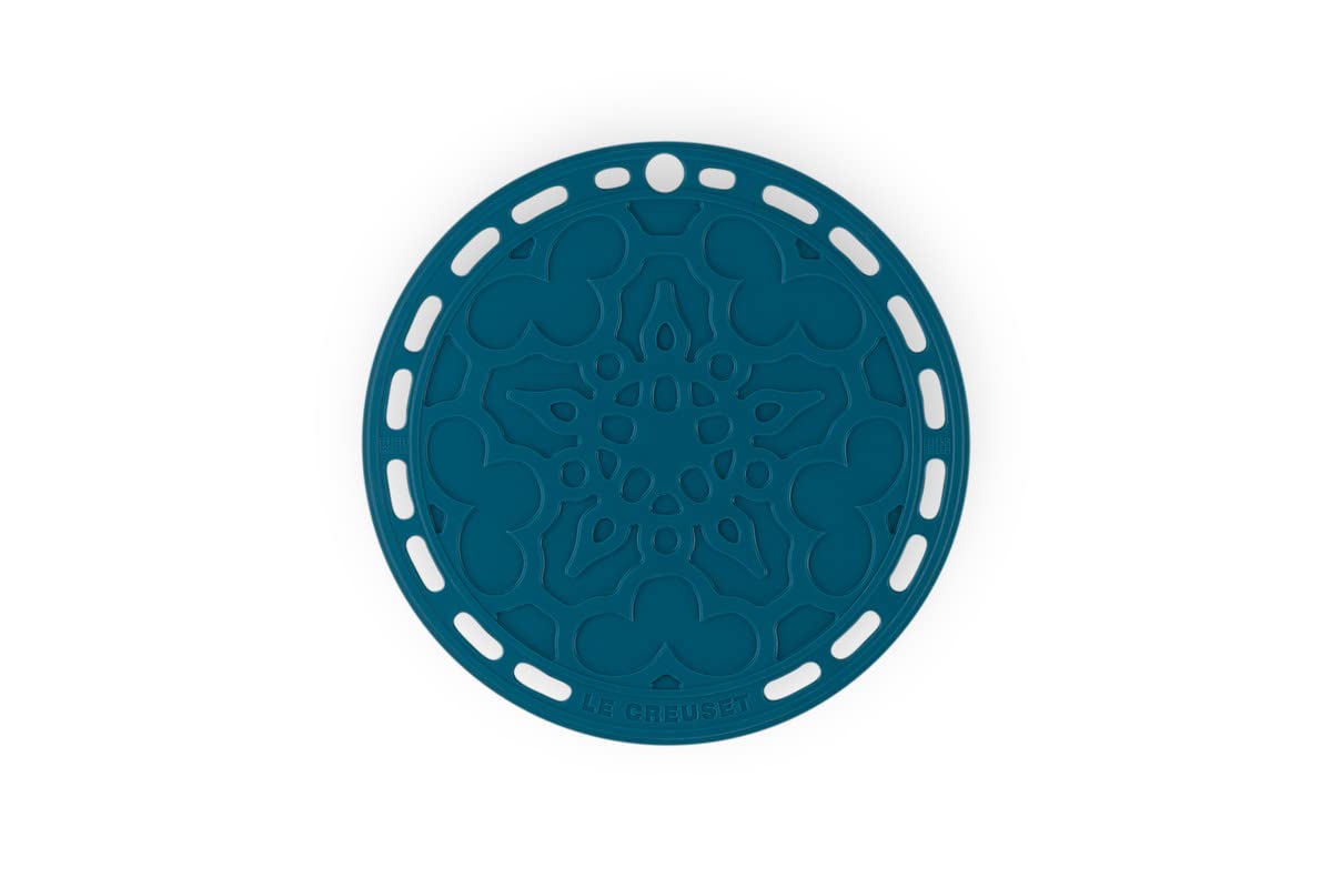 Le Creuset French Trivet, Silicone, Heat resistant to 250°C, 20 cm, Deep Teal, 42401206420000