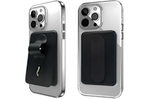 MOMO STICK Momostick - Leather Phone Card Wallet with Secure Finger Grip, Sticker Type Vegan Leather Phone Card Holder Sleeve Pouch with Phone Stand, Compatible with Most Smartphones, 2 Cards Space - Black