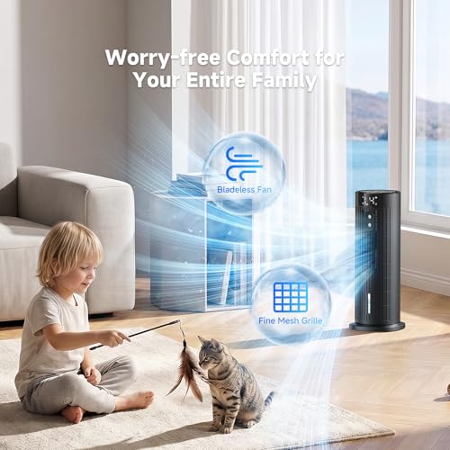 Portable Air Conditioner, Silent Air Cooler, Portable Air Conditioner with Fan Speed, Timer, Large Capacity Water Tank, for Home, Office (Black)