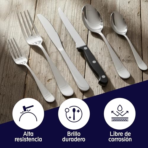 Juego de Cubiertos de 48 Piezas en Acero Inoxidable | Cubiertos Resistentes y Elegantes para Hogar, Cocina o Restaurantes