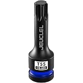 JEUCLEL T55 Torx Bit Socket, 1/2" Drive Torx Star 6 Point Impact Bit Socket | 3-Inch, Cr-Mo Steel, Lengthen Screwdriver Adapter for Electric Ratchet Wrenches, Fastening Screws, Socket Wrench, Head Drill