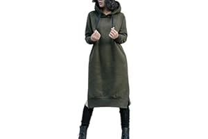 NUTEXROL Women's Thickening Long Fleece Sweatshirt String Hoodie Dress Pullover Plus Size