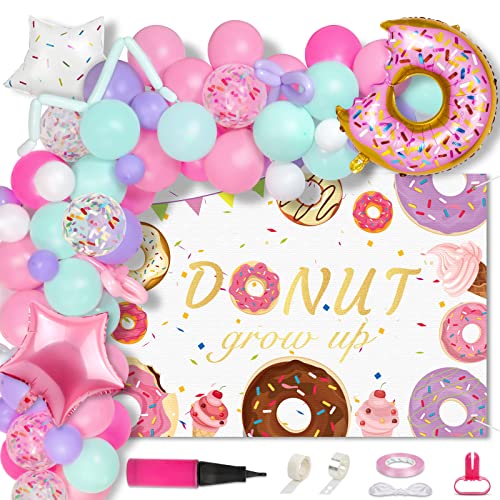 OurWarm Donut Birthday Party Decorations, Donut Grow Up Party Supplies Donut Balloons Garland