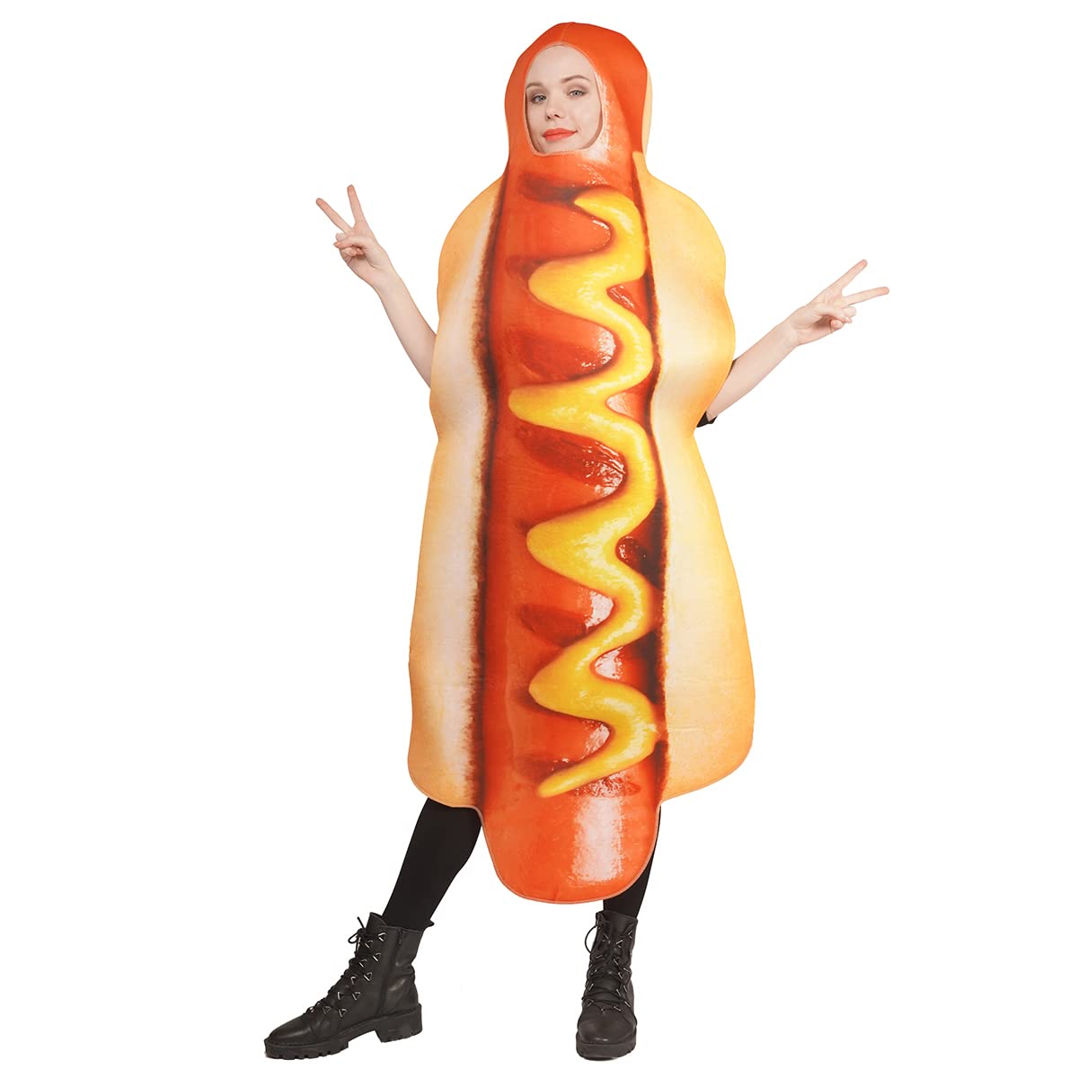 SEA HARE Unisex Adult Hot Dog Jumpsuit Costume(One Size)