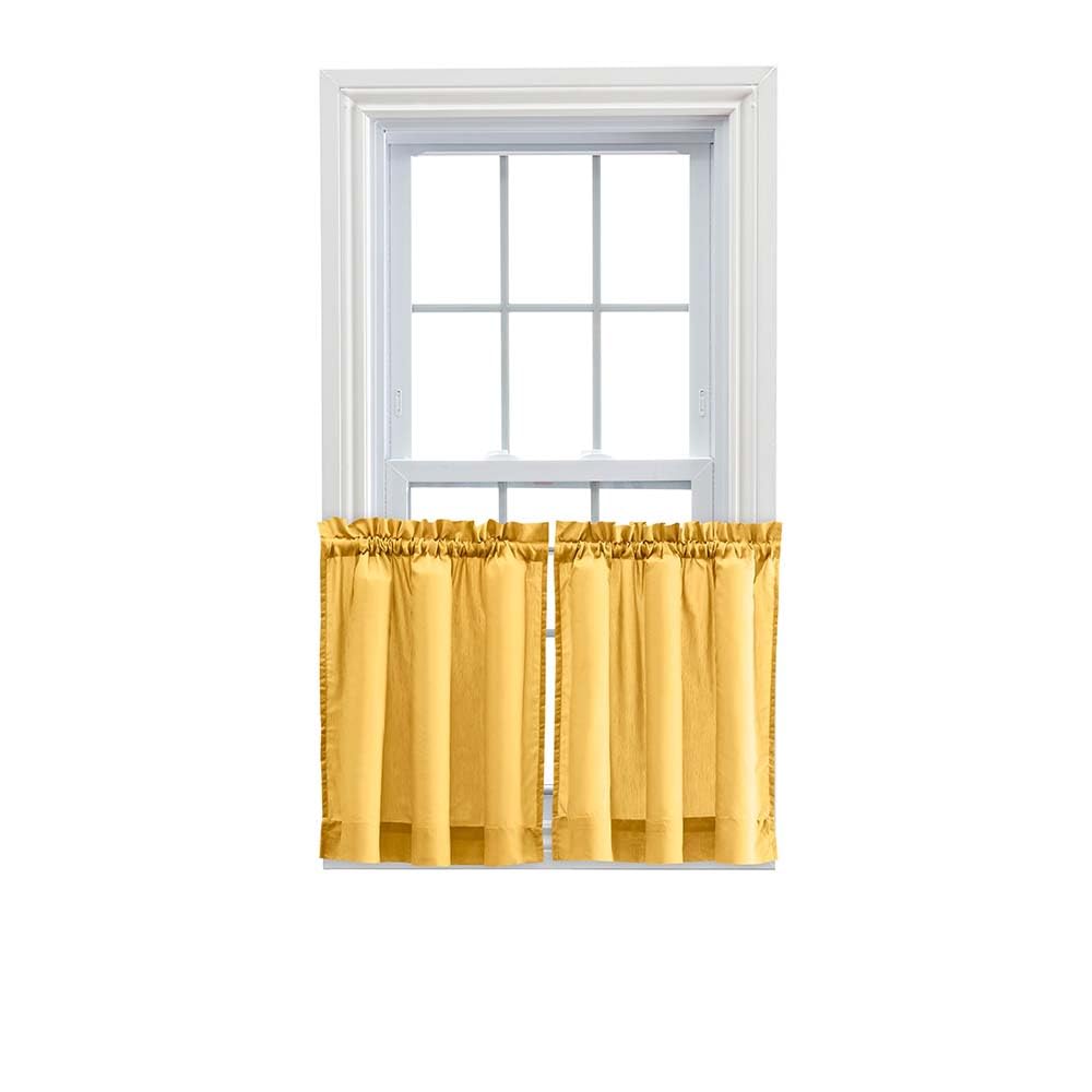 Ellis Curtain Stacey Sheer Tailored Tier Pair Curtains, 56" x 24", Yellow — image 1