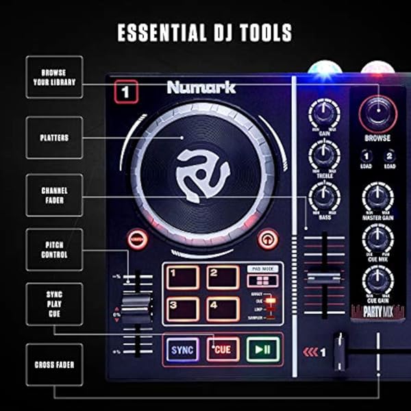 Controlador DJ Numark, modelo Party Mix para principiantes - Imagen 5