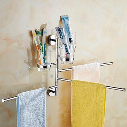 WTL Towel rack Full Copper Bathroom Accessories Movable Towel Rack Towel Bar Twenty Three Spin Bar With A Cup Holder