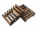 FINGER LOVE Dark Brown Hawaii Style Bathroom Sink Deck Soap Holder Wooden Soap Dish Rectangular Hand Craft Natural Soap Holder (Dark Brown)