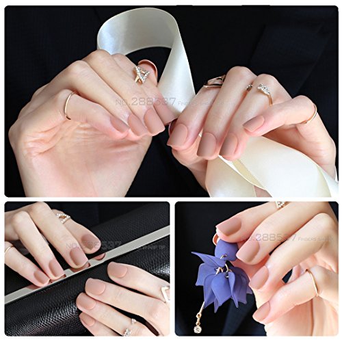 Frosted Finished Gray Matte False Nails Brown Short Paragraph