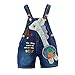KIDSCOOL SPACE Baby Summer Cotton Denim 3D Long Neck Dog Short Overalls,Blue,12-18 Months
