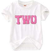 Ritatte Toddler Baby Girl Birthday Shirt Sequin Glitter Numbers Embroidery T-Shirt Outfit Chenille Patch Gift Tee Tops 1-4T