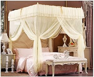 Amazon.com: Beige Lace Luxury Four Corner Square Princess