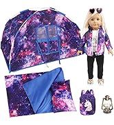 MJartoria 8 Items Outer Space Doll Camping Tent Set for American 18 Inch Girl Doll Accessories, I...