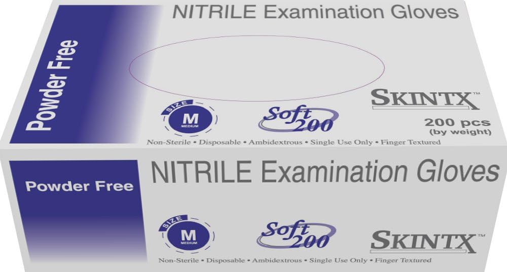TG Medical SKINTX Nitrile Powered Finger Textured Exam Gloves Medium - Sold by the Case