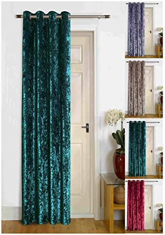 umlout Thermal Door Curtain Agra Teal Lined Crush Velvet Winter - Saves Energy, Prevents Draughts Reduces Heat Loss