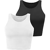 Yeawinta Workout Crop Tops for Women Cropped Racerback Halter Neck Shirts Sleeveless Yoga Tops Pack