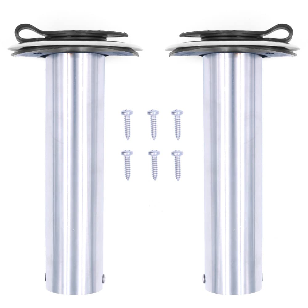 ZONADAH 2X Heavy Duty Stainless Steel 316 Fishing Rod Holders, Marine Grade, Flush Mount Fishing Rod Pole Holders, 90 Degree