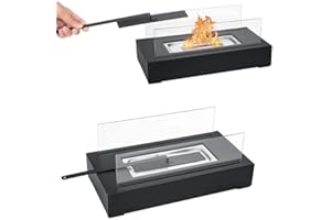 Fancy Shop Tabletop Fire Pit, Outdoor Portable Table Top, Firepit Indoor Tabletop, Fireplace Bowl for Patio Balcony Backyard Livingroom Table Decor, Valentine Decorations (Rectangular, Black)