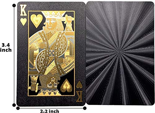 Kxlody Black Foil Plastic Poker Cards Radiation Sensation Design, Playing Cards , Waterproof Deck of Cards with Gift Box,Use for Party and Game(Black-Radiation)