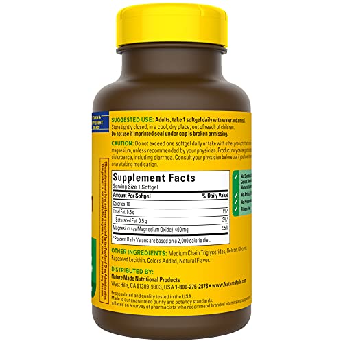 Nature Made Extra Strength Magnesium Oxide 400 mg, Dietary Supplement