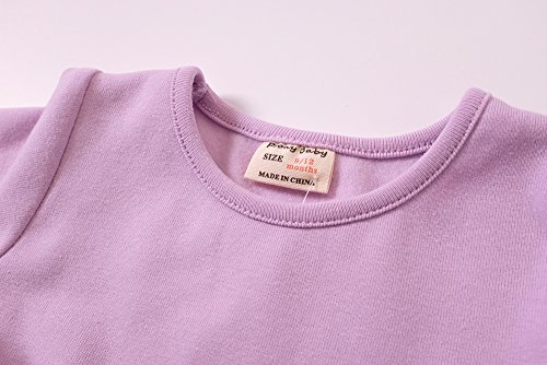 Infant Toddler Baby Girls Dress Cozy Ruffles Long Sleeves Cotton (18-24m(92), Purple)
