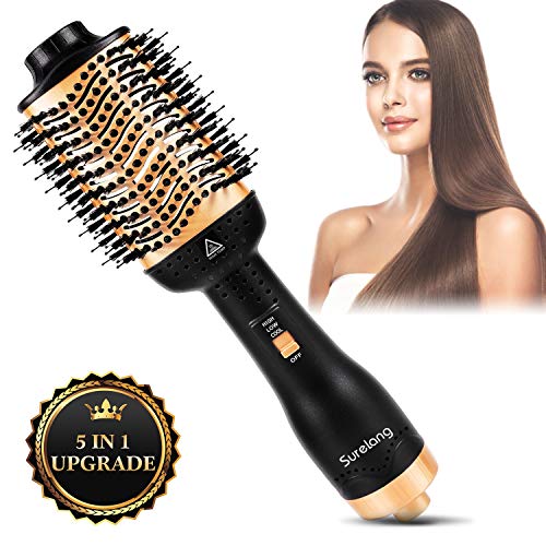 Hot Air Brush, Hair Dryer Brush, One-Step Hair Dryer & Volumizer, 5 in 1 Upgrade Negative Ion Portable Air Hair Brush, Low Noise Blow Dryer Brush,Professional for All Hot Air Styler