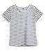 Women's Round Neck Black and White Striped Short Sleeve Shirt Top