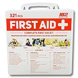 M2 BASICS 321 Piece Premium First Aid Kit w/Hard Case | Free First Aid Guide | Emergency Medical Supply | Home, Office, Outdoors, Car, Camping, Travel, Survival, Workplace