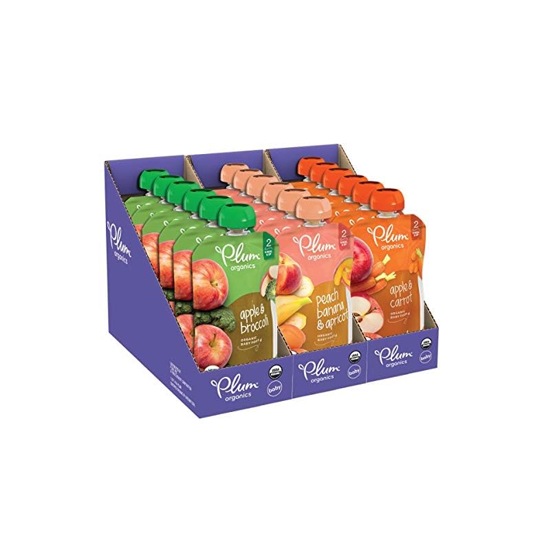 Plum Organics | Stage 2 | Organic Baby Food Meals [6+ Months] | Fruit & Veggie Variety Pack | 4 Ounce Pouch (Pack of 18)