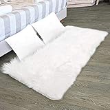 Faux Fur Rug & 2 Faux Fur Pillow Cases for Bedroom, Living Room, Daughters Room (2 Feet x 4 Feet) - Fur Rugs for Living Room and Fur Rugs for Bedroom - Faux Fur Throw Rug for Couch - Shag & Fluffy Rug