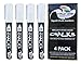 CLEARANCE! Brilliant White Liquid Chalk Markers - 6mm Bullet and Chisel Reversible Point Tip - Pack of 4 - Premium Quality Chalk Marker Pens - NON-POROUS Surfaces - NOT FOR CHALKBOARDS