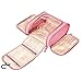 LYCEEM 3 Space Large Travel Toiletry Bag for Men & Women Pink - Hanging Toiletries Kit for Makeup, Cosmetic, Shaving, Travel Accessories
