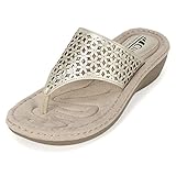 Cliffs by White Mountain Women's Caviar Thong Wedge Sandal