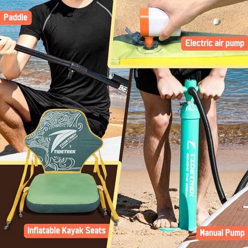 TIDETREK 11'6" Inflatable Stand Up Paddle Boards, Premium SUP Accessories, Non-Slip Comfort Deck for Youth & Adults