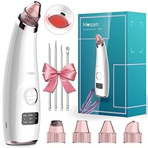 Mosen Limpiador de Poros Succionador de Puntos Negros Limpiador Facial Blackhead Remover Extractor Puntos Negros USB Recargable con Pantalla Grande 5 Cabezales y 3 Velocidades