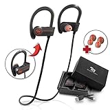 Rhythm Tronics Sport Bluetooth Headphones Wireless Headsets with Mic Waterproof Sweatproof HD Stereo Earbuds Voice Prompt Control Noise Cancelling Earphones for Running, Workout and Gym