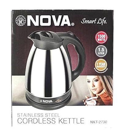 NOVA 1.5 Ltrs, 1500W Cordless Electric Kettle (Multicolour)