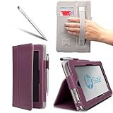 i-BLASON For HP Slate 7 Android Tablet Leather Case Cover (Elastic Hand Strap, Multi-Angle, Card Holder ) With Bonus Stylus 3 Year Warranty (Purple)